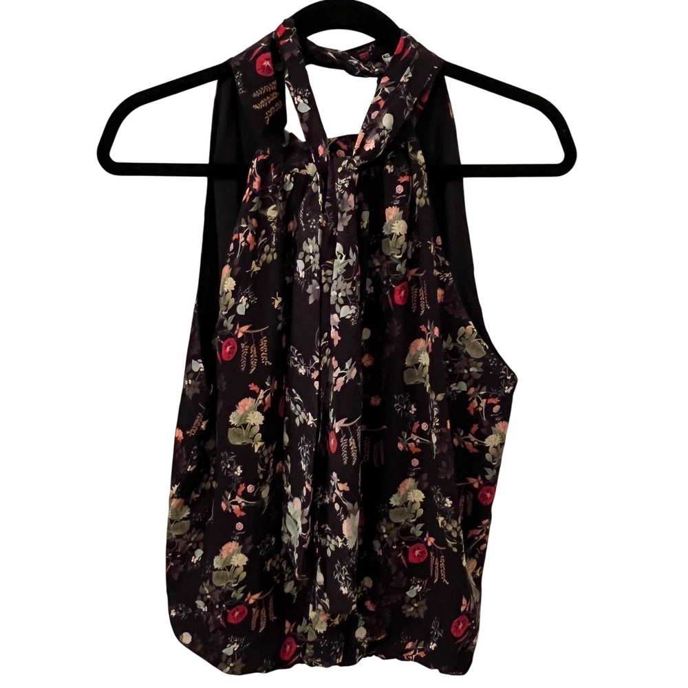 Alice + Olivia NWOT Black Floral Halter Neck Sleeveless. Womens Medium